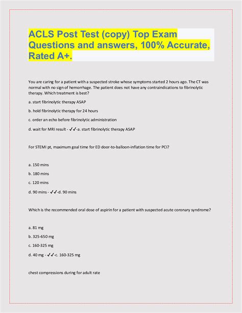 acls megacode 2023|2023 AHA ACLS Practice Test with Answers .